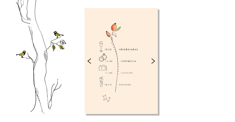 Design 22 esküvői meghívó idővonala